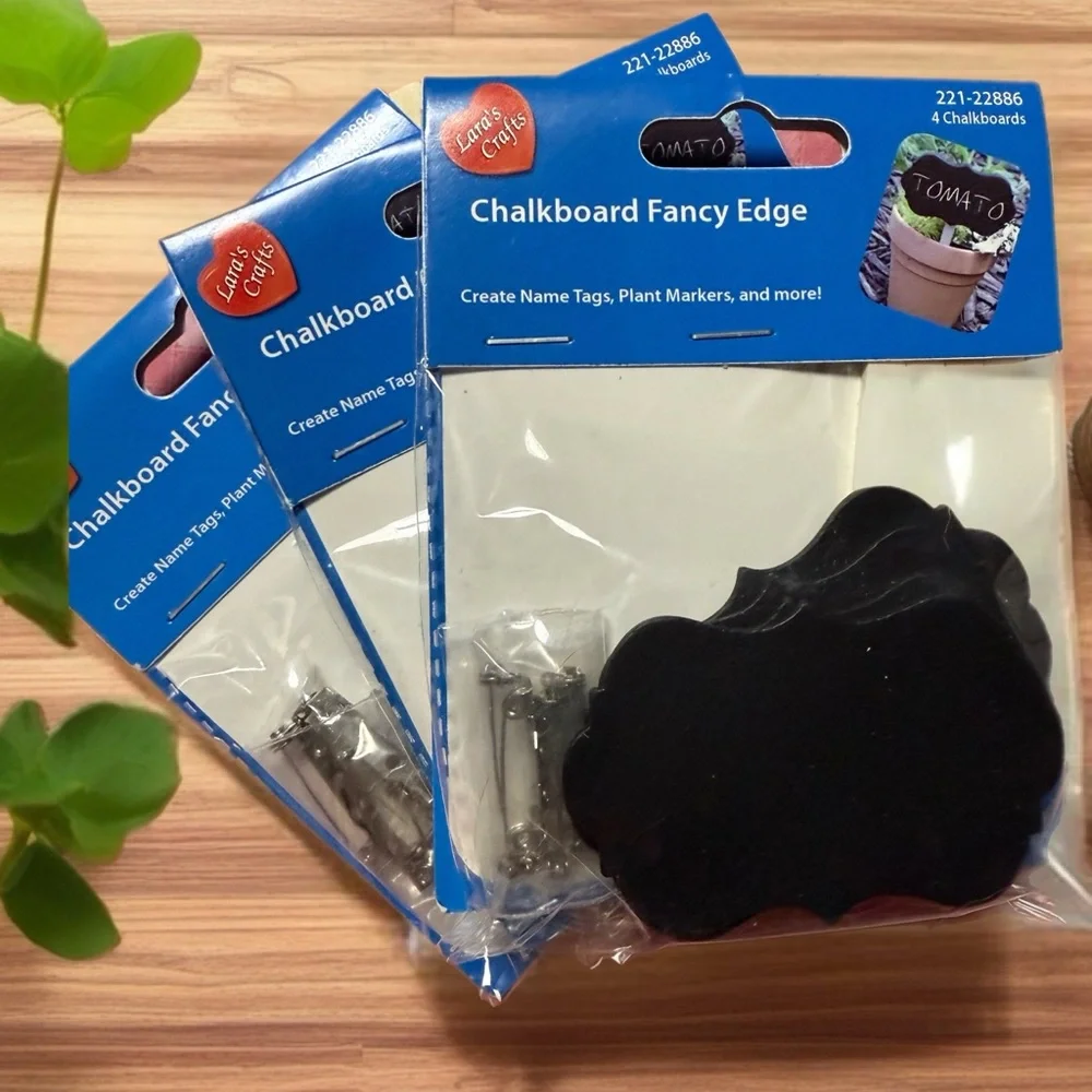 🧚🏻‍♀️ Chalkboard Tags 12 lapel pins and 12 wooden stakes garden stakes